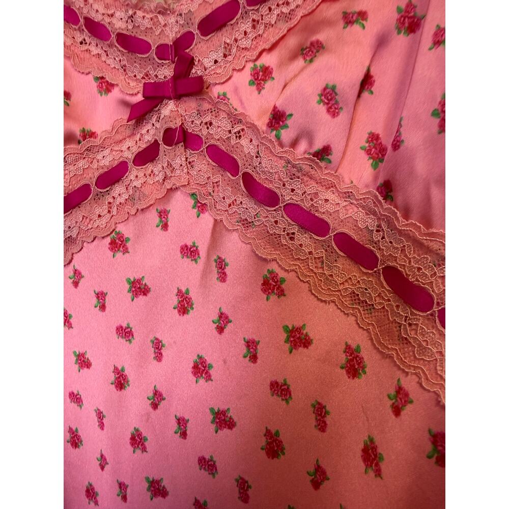 Betsy Johnson x Forever 21 Pink floral lace mini slip dress small coquette Y2K - Picture 5 of 7